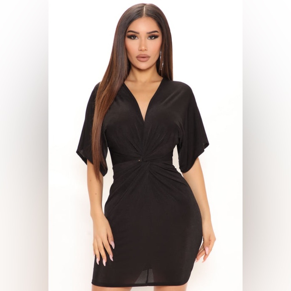 Full Grown Knot Mini Dress - Black